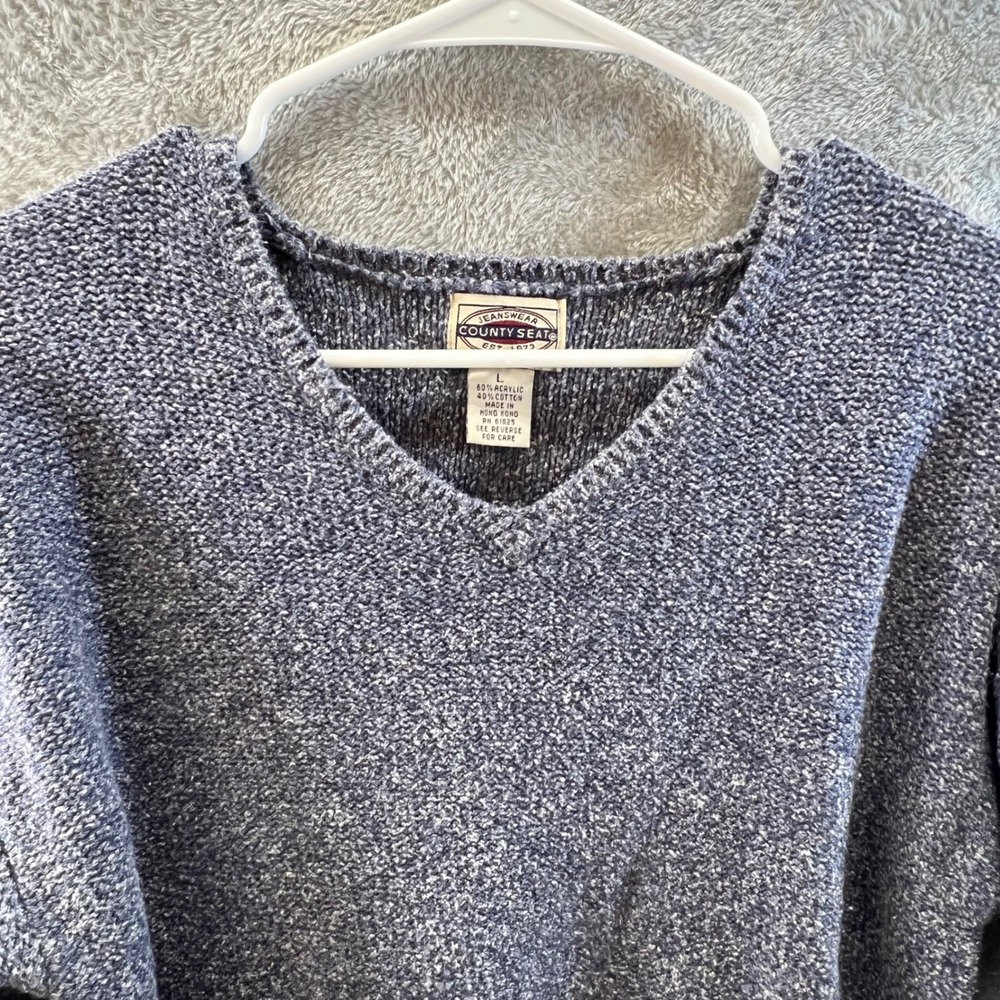 Vintage County Seat‎ Womens L Blue Marled Chunky Knit 90s Grunge Layering Unisex